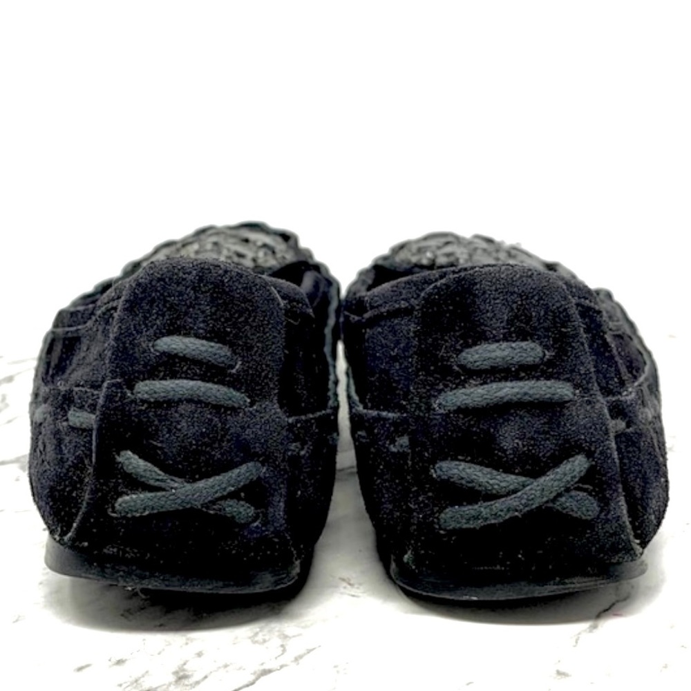 Vera Wang Lavender Label Embellished Black Suede Moccasin Flats 6.5 Edgy Casual - Picture 5 of 16